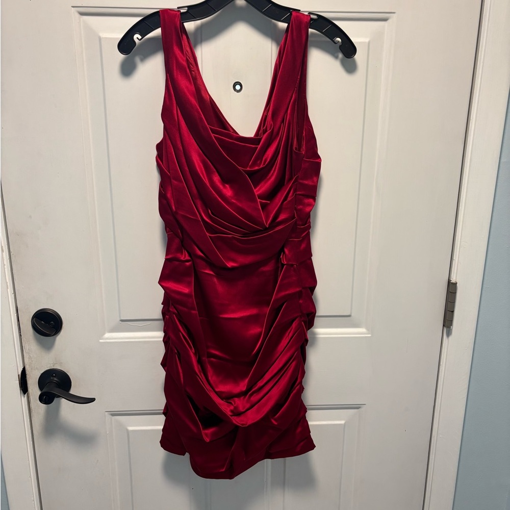 Express Red Draped Mini Dress